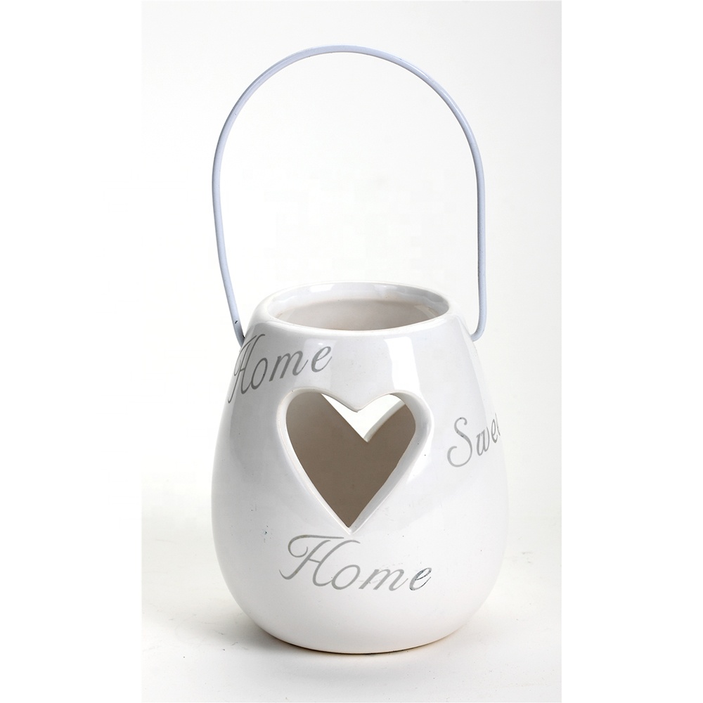 Sweet Home Decorative Heart hanging ceramic Candle Holder