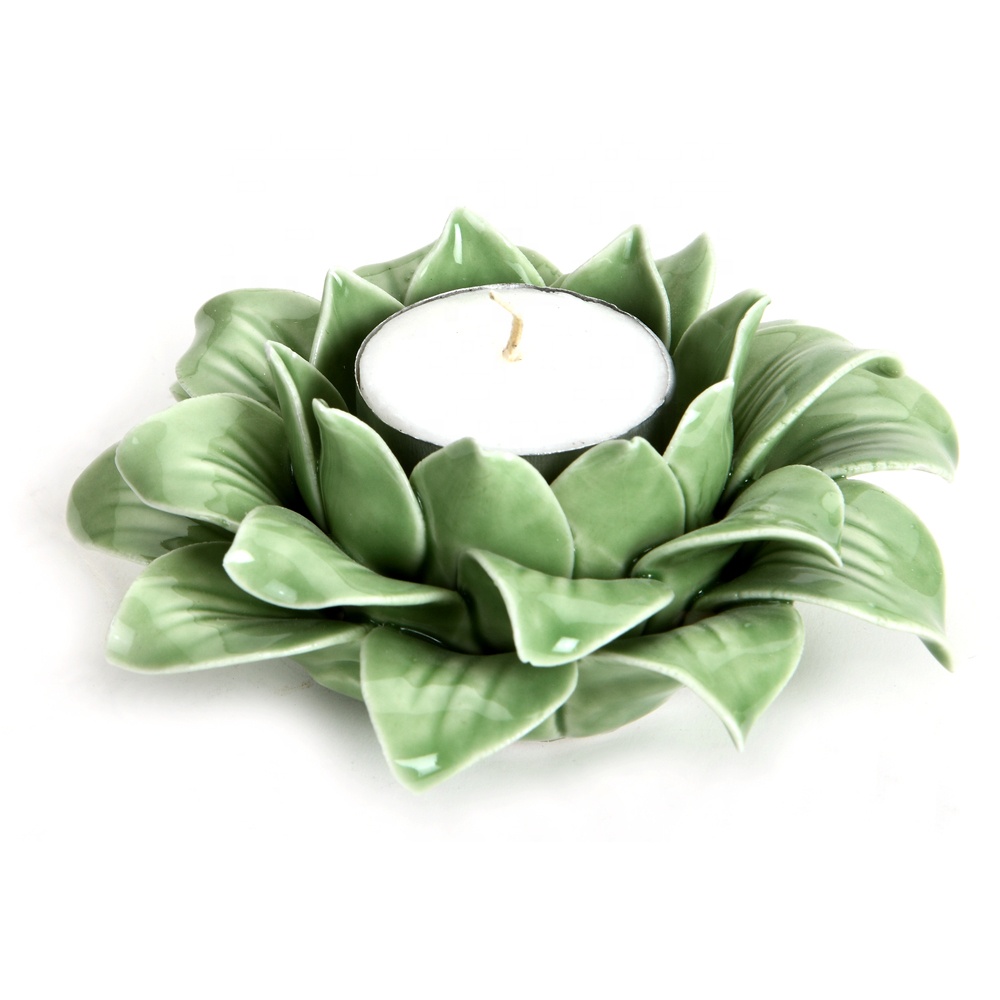 Ceramic Green Nordic lotus ceramic candle holder