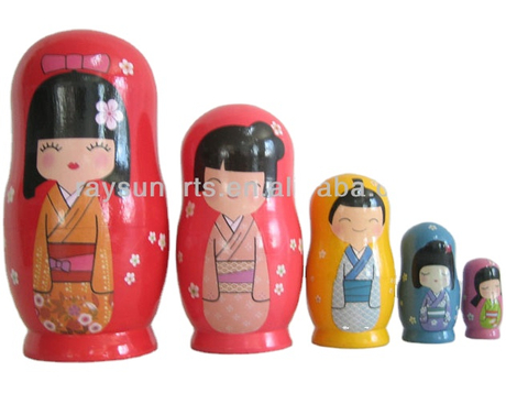 wooden Japanese Nesting Dolls