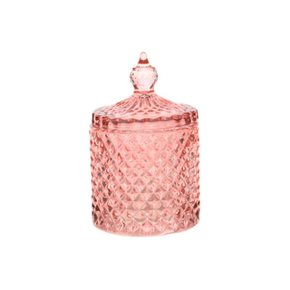Romantic Luxury Embossed Glass Candle Jars With Flat Glass Lids Unique Candle Vessels For Christmas