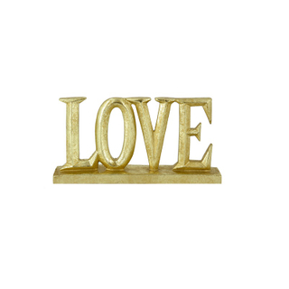 Romantic Resin Lettering Plate Home Decoration Golden Love for Livingroom