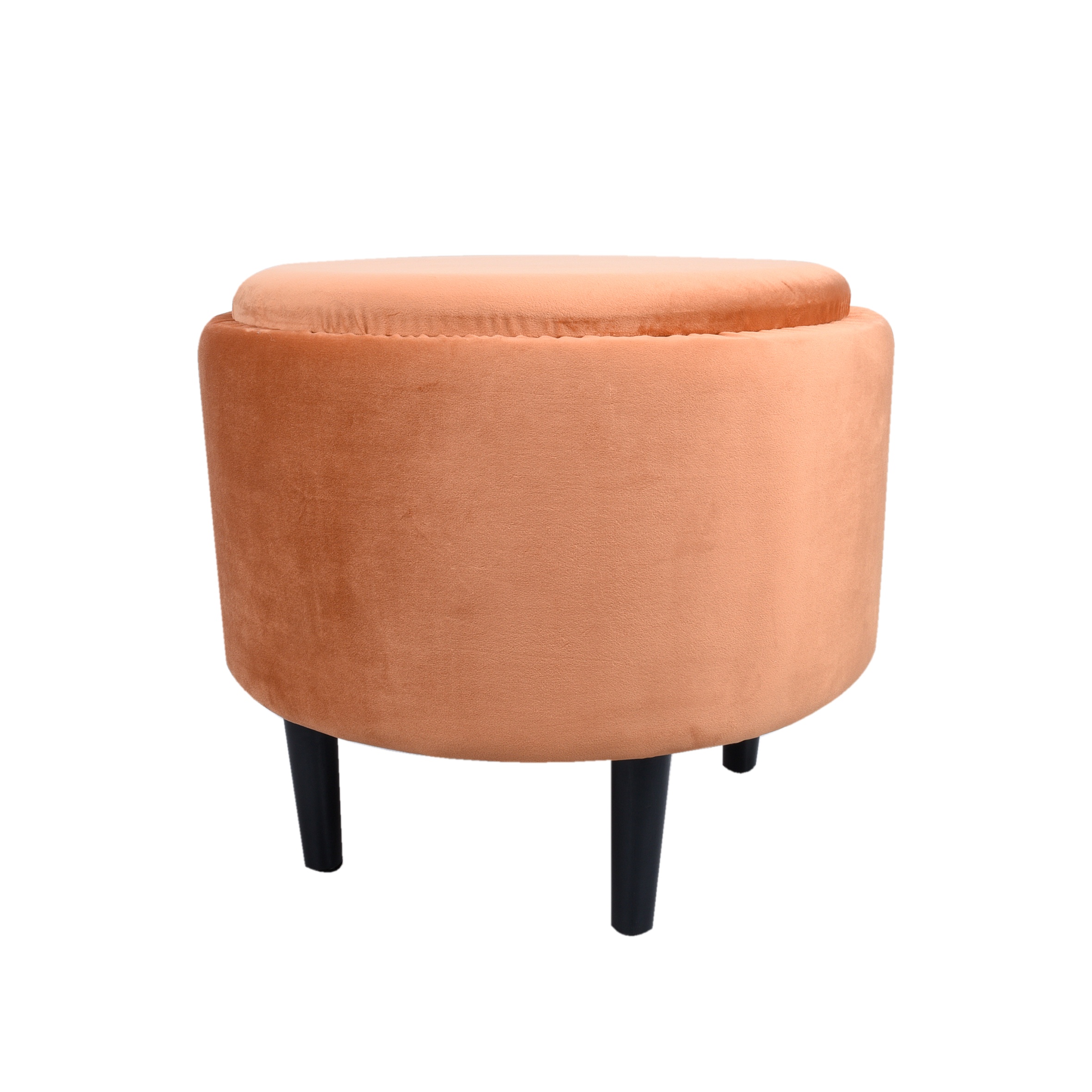 Modern Living Room luxury chair velvet round storage stool with wood black legs