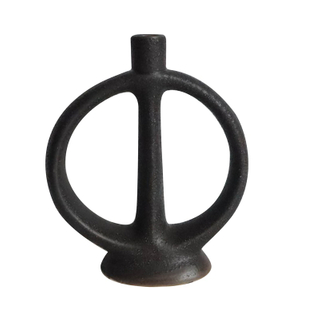 Nordic Minimalist Black Ceramic Circle Vase Modern Black Donut Ceramic Vase Home Decor Pampas Grass Vase