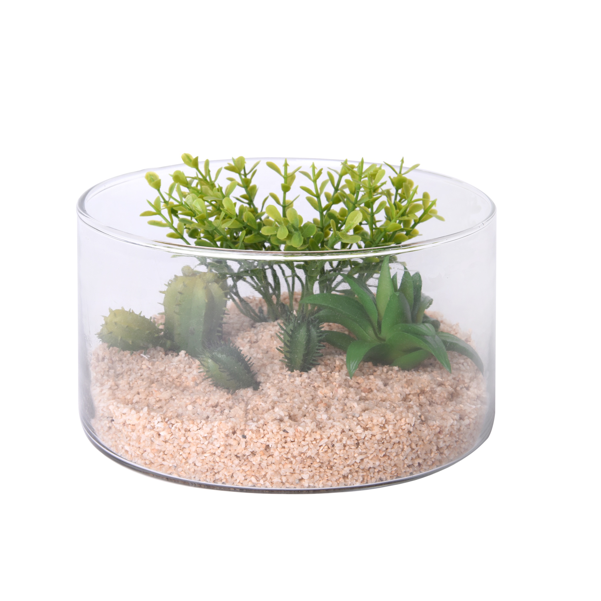 Hot sales glass plant terrarium with artificial succulent planter pot