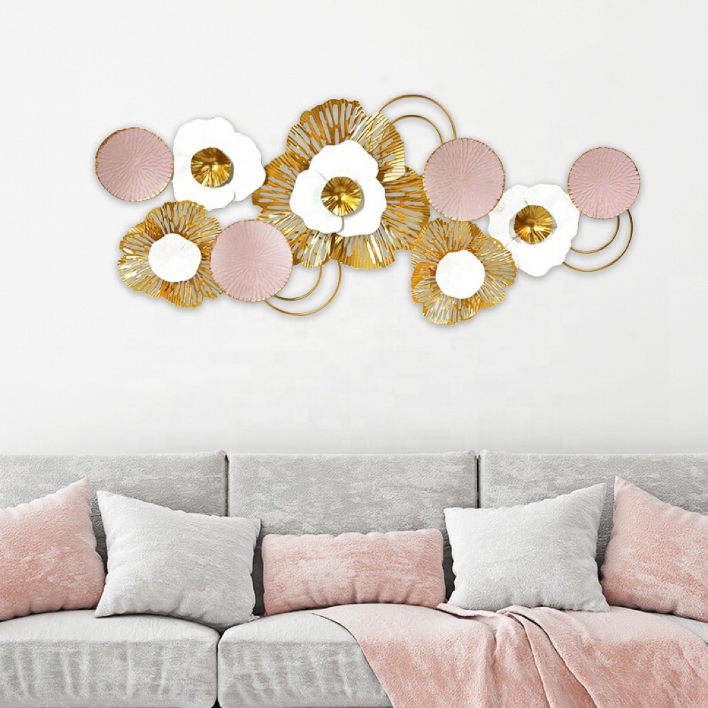 metal wall art home decor pink decoration for living room